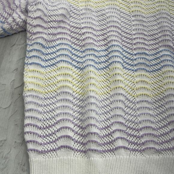 Loft Colorful Scallop Half Sleeve Dainty Feminine Rainbow Knit Sweater XL - Picture 6 of 9